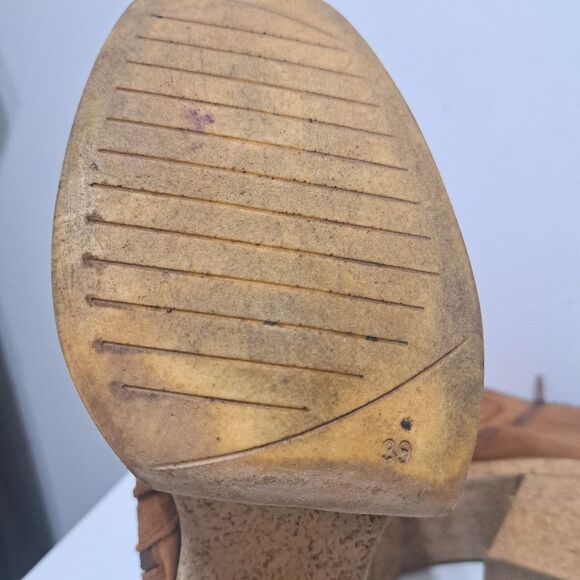 Vintage Zara Y2K Boho Chunky Platform Suede Block Heel Ankle Boots Size 39 Brown - Picture 13 of 16